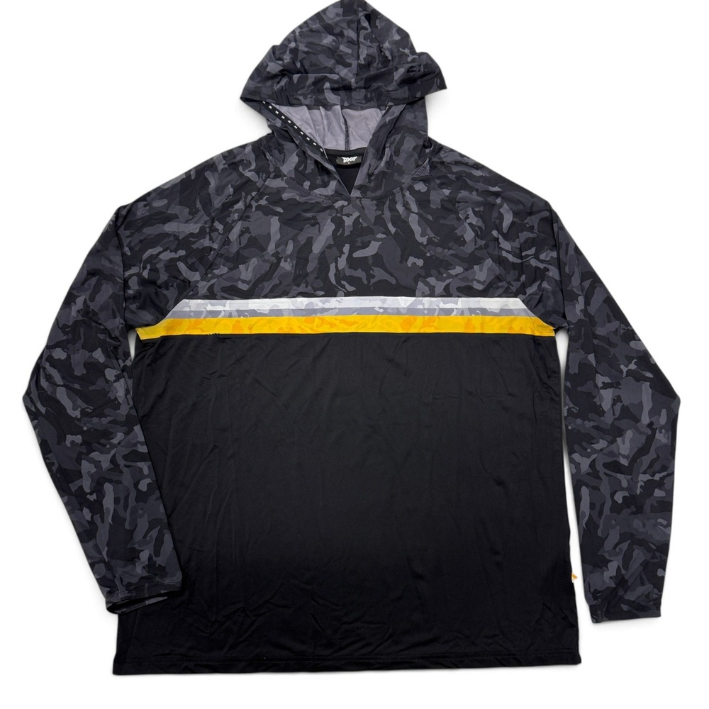 PXG Parsons Xtreme Golf Mens XL Camo Performance Hoodie Black Yellow MF24AT02-02